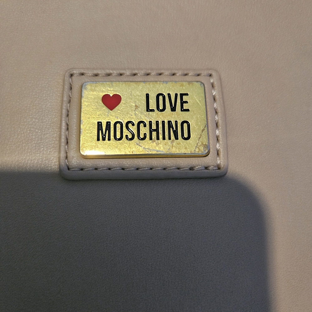 Love Moschino Heart-Bit Top Handle Bag Taupe Nude Leather Luxury Coquette Girl - Picture 9 of 14